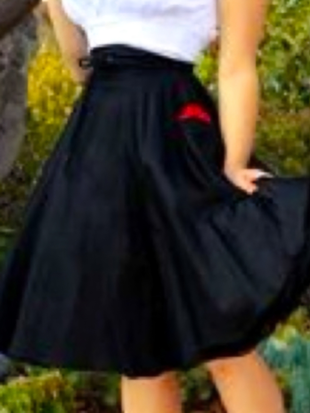 Pinup Couture Black Circle Skirt with Red Accent